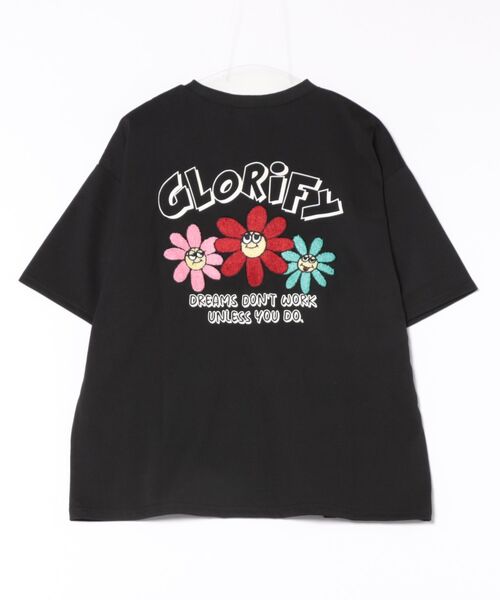 JWA カラフル刺繍 ブラックTシャツ ワンフォークロージング 1111clothing ◇フラワー サガラ刺繍 Tシャツ