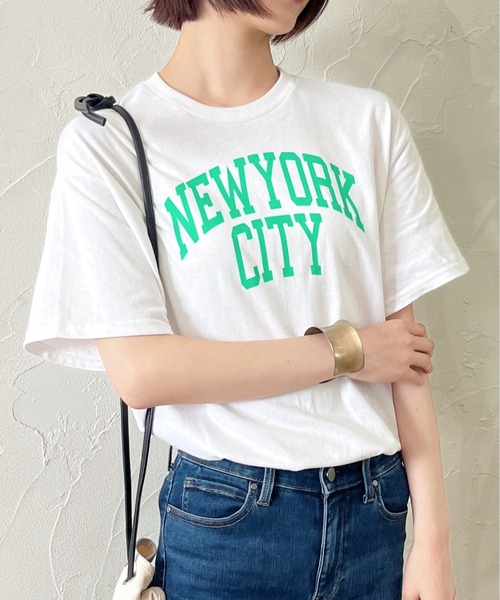 tシャツ 「spiritoso」カレッジロゴアソートプリント半袖Tシャツ レディース | spiritoso