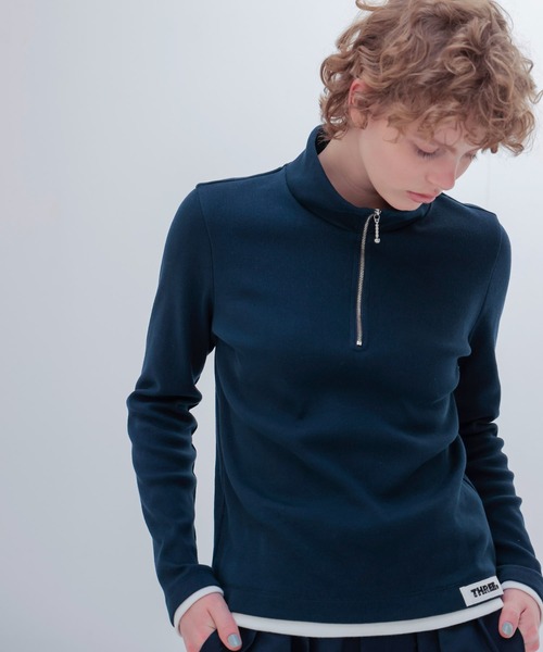 tシャツ THREE DOTS TURQUOISE × DRESSLAVE / HALF ZIP PULLOVER(ハーフジッププルオーバー) レディ THREE DOTS TURQUOISE tシャツ × DRESSLAVE / HALF ZIP PULLOVER