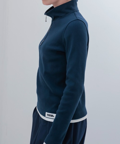 tシャツ THREE DOTS TURQUOISE × DRESSLAVE / HALF ZIP PULLOVER(ハーフジッププルオーバー) レディ THREE DOTS TURQUOISE tシャツ × DRESSLAVE / HALF ZIP PULLOVER