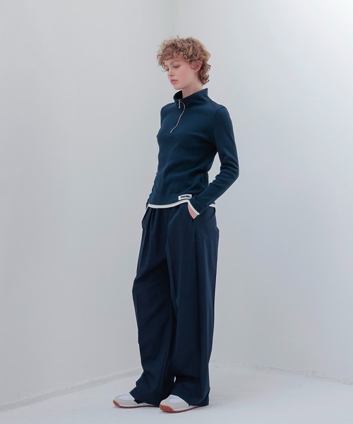 tシャツ THREE DOTS TURQUOISE × DRESSLAVE / HALF ZIP PULLOVER(ハーフジッププルオーバー) レディ THREE DOTS TURQUOISE tシャツ × DRESSLAVE / HALF ZIP PULLOVER