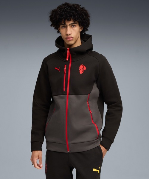 美品　ACミラン　近年　PUMA　ダウンフードジャケット　US /L寸　ブラック PUMA ACミラン 23/24 トレーニング オールウェザー ジャケット