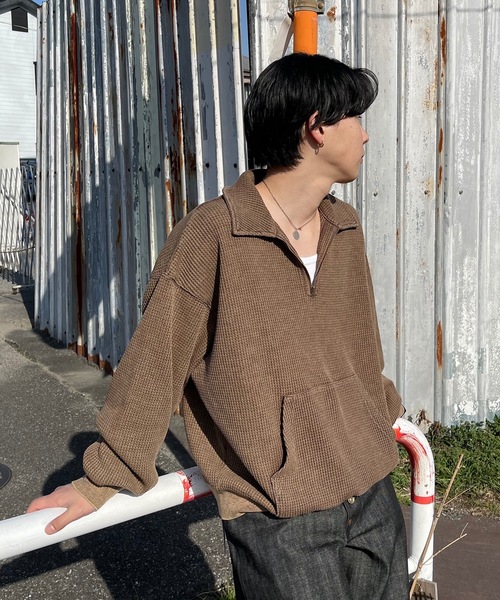 MandO（エムオー） トレーナー スウェット ヴィンテージ加工ワッフル