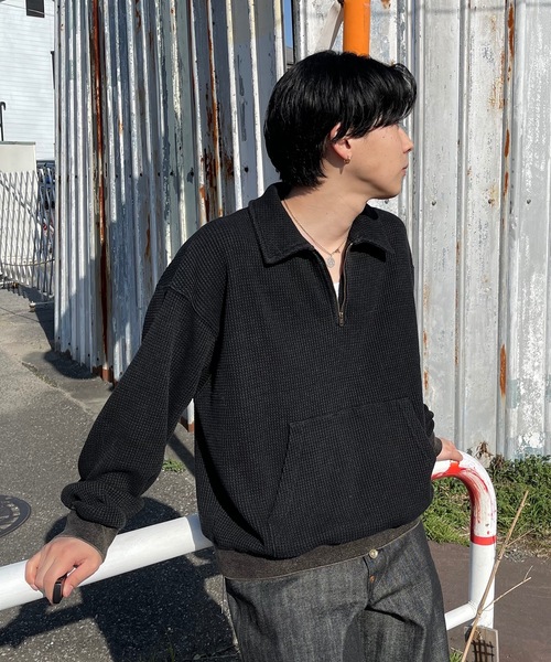 MandO（エムオー） トレーナー スウェット ヴィンテージ加工ワッフル