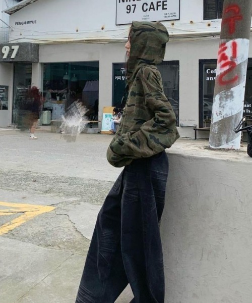 LADY LIKE（レディライク） パーカー オーバーサイズカモフラージュ柄