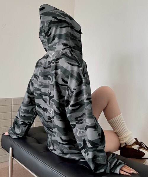 LADY LIKE（レディライク） パーカー オーバーサイズカモフラージュ柄