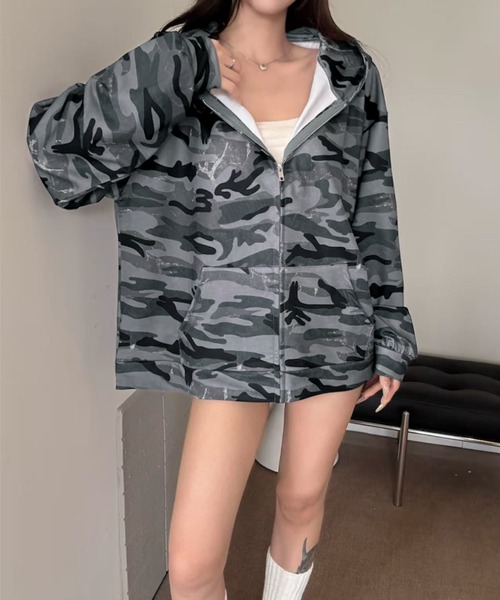 LADY LIKE（レディライク） パーカー オーバーサイズカモフラージュ柄