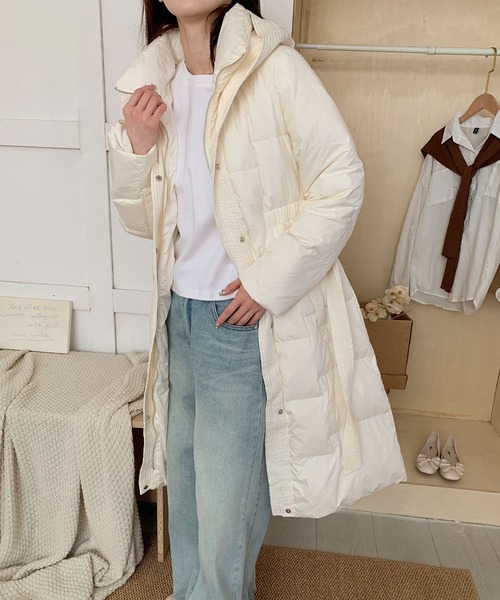 aimoha（アイモハ） ダウンコート ダウンジャケット ウエストリボン