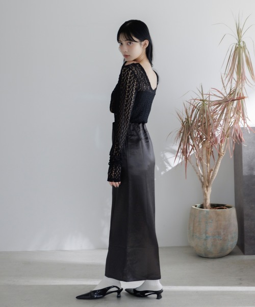 ロング スカート ウエストゴム サテンセミフレアスカート : ZOZOTOWN