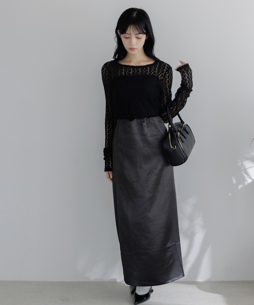 ロング スカート ウエストゴム サテンセミフレアスカート : ZOZOTOWN