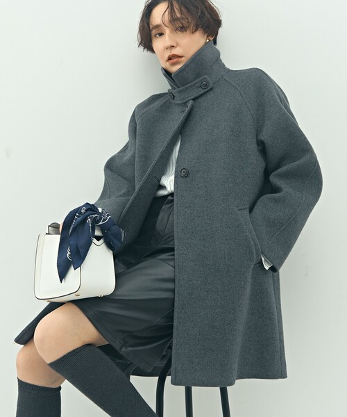 美品＊NOLLEY'S ノーカラーハーフコート　MANTECO オーバーサイズ NOLLEY'S Sophi（ノーリーズソフィー） ステンカラーコート コート