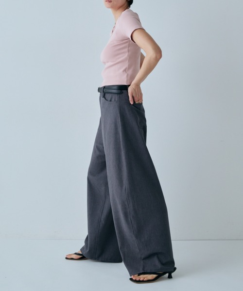 VION ワイドパンツ スラックス パンツ カーブシルエットスラックス