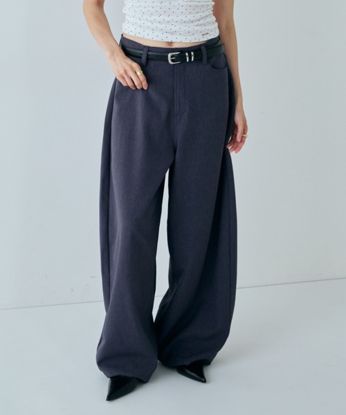 VION ワイドパンツ スラックス パンツ カーブシルエットスラックス