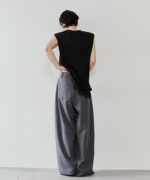 VION ワイドパンツ スラックス パンツ カーブシルエットスラックス