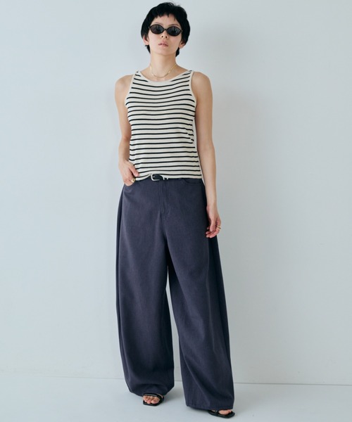 VION ワイドパンツ スラックス パンツ カーブシルエットスラックス