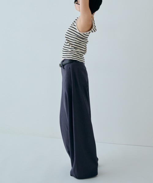 VION ワイドパンツ スラックス パンツ カーブシルエットスラックス