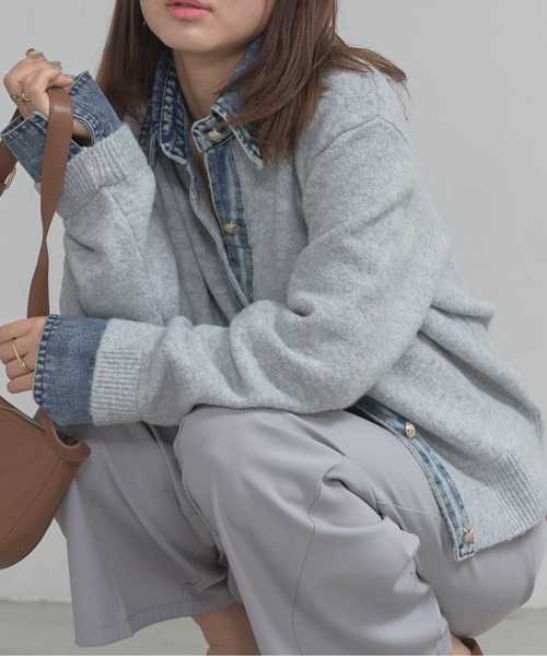 deux amour ニット セーター デニムドッキングニット レディース