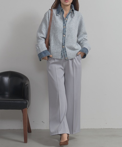 deux amour ニット セーター デニムドッキングニット レディース