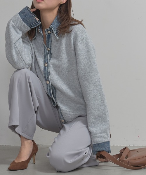 deux amour ニット セーター デニムドッキングニット レディース