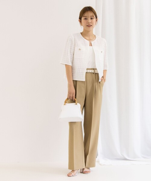 【美品】 NOBLE ノーブル ソフトツイードショートジャケット ホワイト 38 美品 NOBLE ノーブル ソフトツイードショートジャケット ホワイト 38