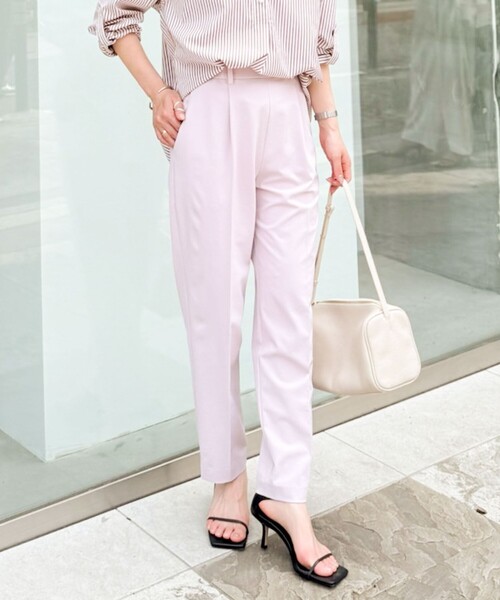 【新品未使用】薄いピンク レディースパンツ XTFTP02H3 リブ ストレッチ スリット入り フレアパンツ