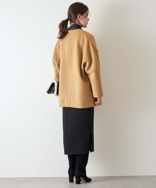 「Whim Gazette」 ノーカラーコート FREE キャメル レディース_画像3