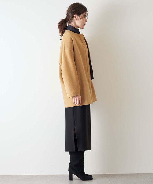 「Whim Gazette」 ノーカラーコート FREE キャメル レディース_画像4
