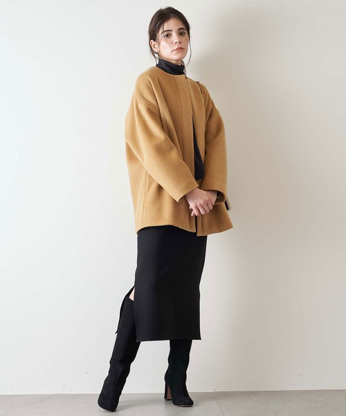 「Whim Gazette」 ノーカラーコート FREE キャメル レディース_画像5
