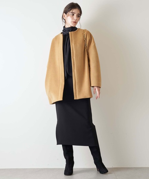 「Whim Gazette」 ノーカラーコート FREE キャメル レディース_画像6