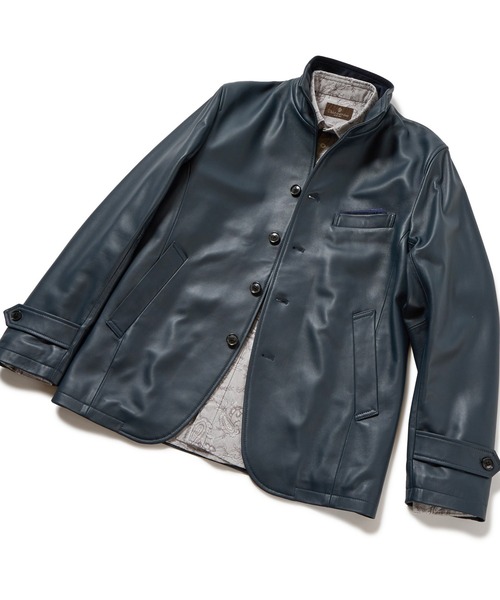 MEN'S BIGI メンズビギ ネイビー レザージャケット MEN'S BIGI（メンズビギ） レザージャケット 04 ネイビー メンズ