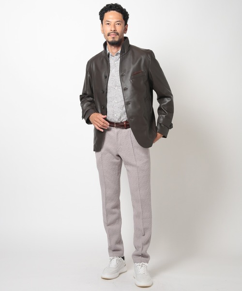 MEN'S BIGI（メンズビギ） レザージャケット 04 ネイビー メンズ