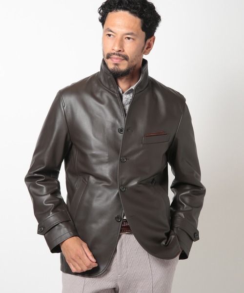 MEN'S BIGI（メンズビギ） レザージャケット 04 ネイビー メンズ