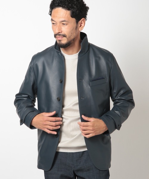 MEN'S BIGI（メンズビギ） レザージャケット 04 ネイビー メンズ