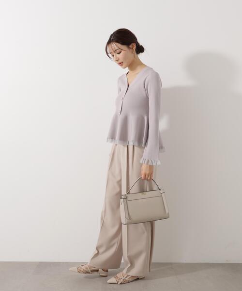 プロポーション 松川星さん着用　シアー切り替えペプラムニット タグ付き新品！ プロポーション 松川星さん着用 シアー切り替えペプラムニット タグ