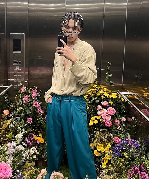 「MASONPRINCE」 ニットカーディガン S ブルー メンズ_画像3