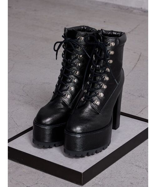 GYDA（ジェイダ） ブーツ shiny lace upタンクソールショートブーツ