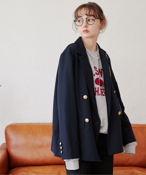「ANGIE」 テーラードジャケット FREE ネイビー レディース_画像3