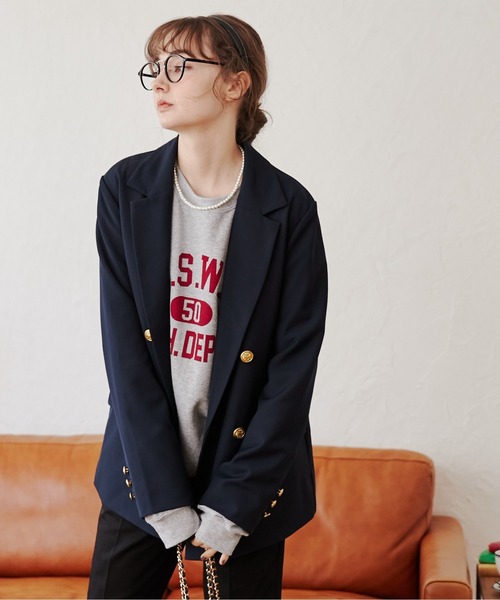 「ANGIE」 テーラードジャケット FREE ネイビー レディース_画像4