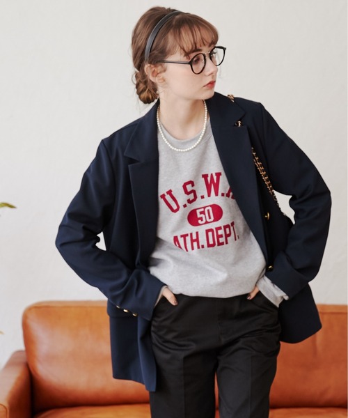 「ANGIE」 テーラードジャケット FREE ネイビー レディース_画像6