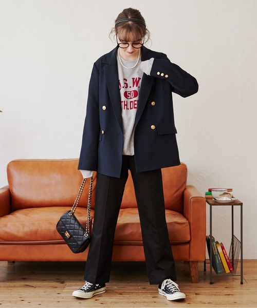 「ANGIE」 テーラードジャケット FREE ネイビー レディース_画像7