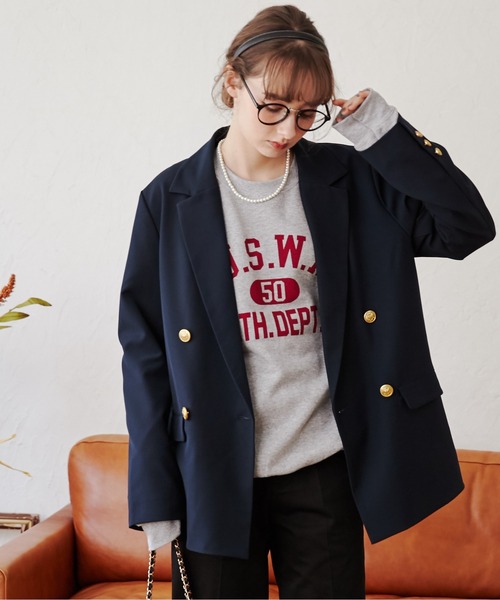 「ANGIE」 テーラードジャケット FREE ネイビー レディース_画像8