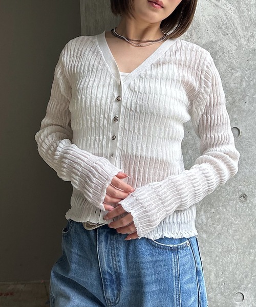 PAGEBOY（ページボーイ） カーディガン シアーリップルニット