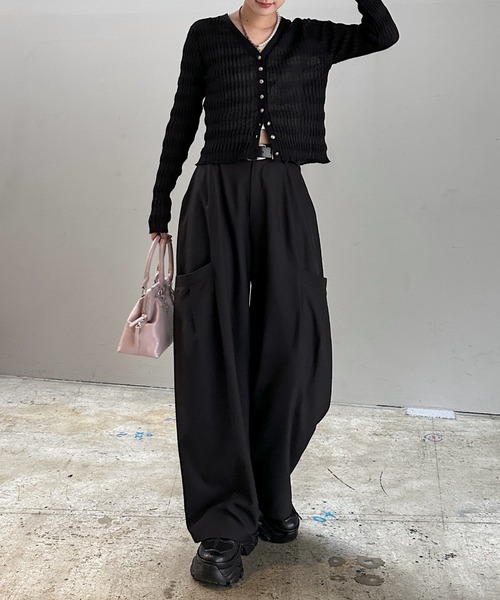 PAGEBOY（ページボーイ） カーディガン シアーリップルニット 