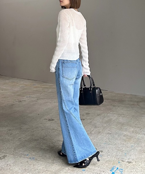 PAGEBOY（ページボーイ） カーディガン シアーリップルニット
