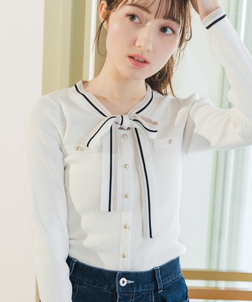 Maiami / マイアミ | ウールマルチカラーニット | S/M | マルチカラー | レディース Maiami マイアミ】マルチボーダー モヘア ニット セーター 柄 青白