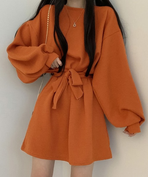 「Ulysses」 長袖ワンピース F オレンジ レディース_画像3