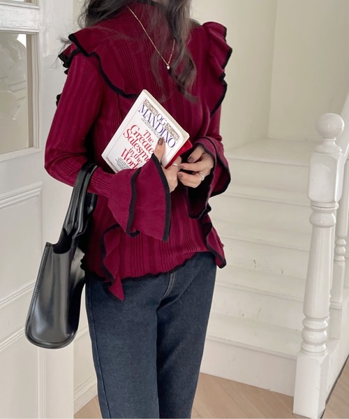 「emi+」 「ABITOKYO」長袖ニット FREE ベージュ レディース_画像5