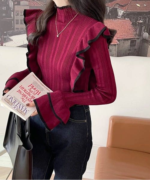 「emi+」 「ABITOKYO」長袖ニット FREE ベージュ レディース_画像6