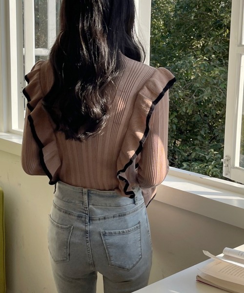 「emi+」 「ABITOKYO」長袖ニット FREE ベージュ レディース_画像7