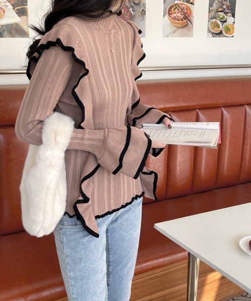 「emi+」 「ABITOKYO」長袖ニット FREE ベージュ レディース_画像8